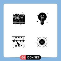 User Interface Pack of 4 Basic Solid Glyphs of steering flag play education decoration Editable Vector Design Elements