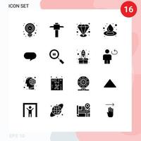 User Interface Pack of 16 Basic Solid Glyphs of delivery chatting quality chat water Editable Vector Design Elements