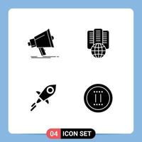 Editable Vector Line Pack of Simple Solid Glyphs of bullhorn lumens media internet crypto currency Editable Vector Design Elements