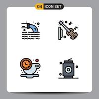 4 iconos creativos signos y símbolos modernos de pipa café aguas residuales música tiempo elementos de diseño vectorial editables vector