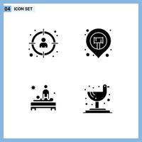 Editable Vector Line Pack of 4 Simple Solid Glyphs of management back target map care Editable Vector Design Elements