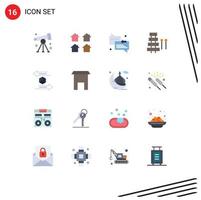 Mobile Interface Flat Color Set of 16 Pictograms of biology real science estate messages Editable Pack of Creative Vector Design Elements