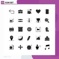 Set of 25 Commercial Solid Glyphs pack for like love portfolio heart festival Editable Vector Design Elements