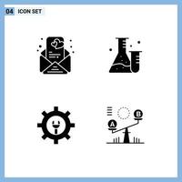 Modern Set of Solid Glyphs Pictograph of love wrench flask science decision Editable Vector Design Elements