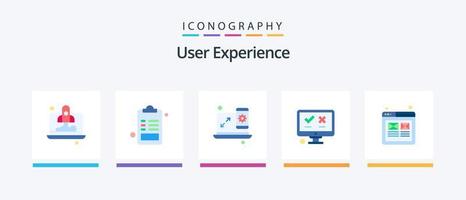 paquete de iconos de 5 planos de experiencia de usuario que incluye diseño. multimedia. computadora. medios de comunicación. computadora. diseño de iconos creativos vector