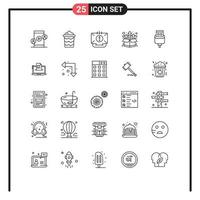 paquete de iconos de vector de stock de 25 signos y símbolos de línea para elementos de diseño de vector editables de correo de paquete de comunicación de producto de cable