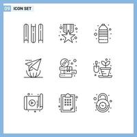 Set of 9 Modern UI Icons Symbols Signs for study books game send internet Editable Vector Design Elements