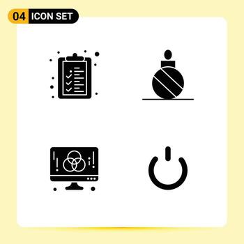 Pictogram Set of Simple Solid Glyphs of check list development ball decoration creative Editable Vector Design Elements