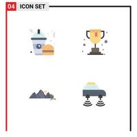 4 Universal Flat Icon Signs Symbols of fast food nature frappe trophy scene Editable Vector Design Elements