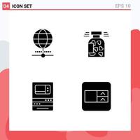 Pack of 4 Modern Solid Glyphs Signs and Symbols for Web Print Media such as globe atm world cookies machine Editable Vector Design Elements