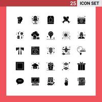 Pictogram Set of 25 Simple Solid Glyphs of date wreath ceylon badge achievement Editable Vector Design Elements