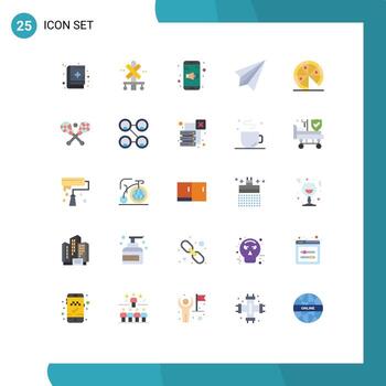 Editable Vector Line Pack of 25 Simple Flat Colors of junk send mobile receive contact Editable Vector Design Elements