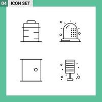 Stock Vector Icon Pack of 4 Line Signs and Symbols for pan buildings giving fitness gate Editable Vector Design Elements