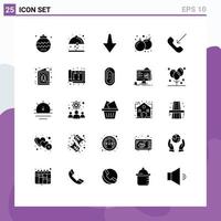 Universal Icon Symbols Group of 25 Modern Solid Glyphs of outgoing call wedding play fun Editable Vector Design Elements