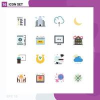 Group of 16 Flat Colors Signs and Symbols for cv moon building cloud sleep Editable Pack of Creative Vector Design Elements