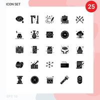 25 Universal Solid Glyphs Set for Web and Mobile Applications instrument audit love finance banking Editable Vector Design Elements