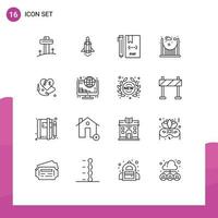 Set of 16 Commercial Outlines pack for broken heart passage coding parks php Editable Vector Design Elements