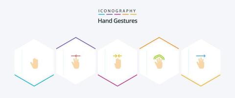 Hand Gestures 25 Flat icon pack including multiple touch. hand. left. gestures. pinch vector