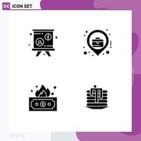 Pictogram Set of Simple Solid Glyphs of blackboard income city business location cake Editable Vector Design Elements