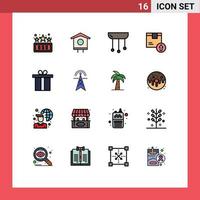 Modern Set of 16 Flat Color Filled Lines and symbols such as product delivery chandelier box light Editable Creative Vector Design Elements