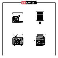 4 Universal Solid Glyph Signs Symbols of measure tv roulette child art Editable Vector Design Elements