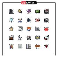 25 Universal Filled line Flat Color Signs Symbols of chart study awareness formula chemistry Editable Vector Design Elements