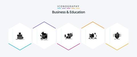 paquete de iconos de 25 glifos de negocios y educación que incluye oficina. lugar de trabajo. premio. crecimiento. objetivo vector