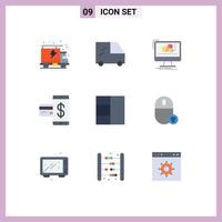 Set of 9 Modern UI Icons Symbols Signs for computers grid monitor payment credit Editable Vector Design Elements