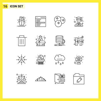 conjunto de esquema de interfaz móvil de 16 pictogramas de eliminar elementos de diseño de vector editables de frutas de avatar de usuario graduado