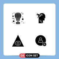 Pictogram Set of 4 Simple Solid Glyphs of air eye hot imaginaton pyramid Editable Vector Design Elements