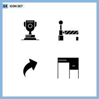 Group of 4 Solid Glyphs Signs and Symbols for achievment right game station furniture Editable Vector Design Elements