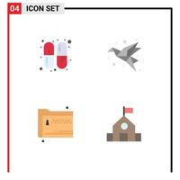 4 Universal Flat Icon Signs Symbols of capsule share art origami documents Editable Vector Design Elements