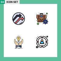 4 Universal Filledline Flat Color Signs Symbols of arrow ideas report gear share Editable Vector Design Elements