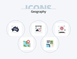 paquete de iconos planos de geografía 5 diseño de iconos. localización. marco. río. vacaciones. país vector