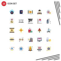 Group of 25 Flat Colors Signs and Symbols for bag rancher scary farming farm Editable Vector Design Elements