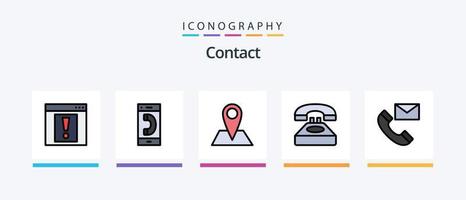 Contact Line Filled 5 Icon Pack Including phone. call. form. smart phone. mobile. Creative Icons Design vector