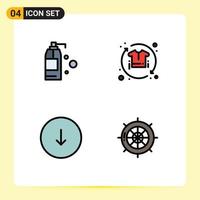 Pictogram Set of 4 Simple Filledline Flat Colors of cleaning down clothing shirt downloads Editable Vector Design Elements