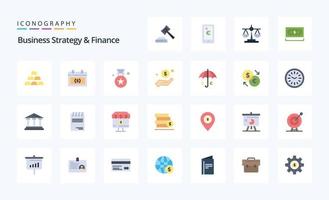 25 paquete de iconos de color plano de estrategia empresarial y finanzas vector