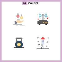 Set of 4 Commercial Flat Icons pack for coins wireless payment router fitness Editable Vector Design Elements