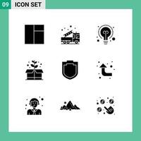 9 Universal Solid Glyph Signs Symbols of reload shield education security box Editable Vector Design Elements