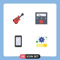 Modern Set of 4 Flat Icons and symbols such as guitar huawei ampere phone gear Editable Vector Design Elements