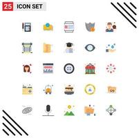 Modern Set of 25 Flat Colors and symbols such as security safety story guard users Editable Vector Design Elements