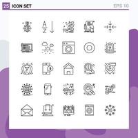 25 User Interface Line Pack of modern Signs and Symbols of collapse application water agreement paper Editable Vector Design Elements