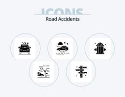 diseño de iconos del paquete de iconos de glifo de accidentes de tráfico 5. bombero. lluvia. Oeste. auto. la carretera vector
