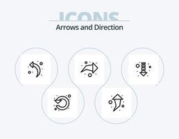 paquete de iconos de línea de flecha 5 diseño de iconos. tendencia. abajo. repetir. dirección. puntero vector