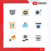 Flat Color Pack of 9 Universal Symbols of ladder banner audio print document Editable Vector Design Elements