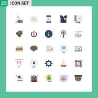 25 User Interface Flat Color Pack of modern Signs and Symbols of t shirt fashion payments clothing technology Editable Vector Design Elements