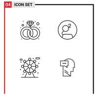 Pictogram Set of 4 Simple Filledline Flat Colors of diamond park groastl coin crypto currency dialog Editable Vector Design Elements