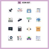 16 User Interface Flat Color Pack of modern Signs and Symbols of marker maternity bad weather condition wet road food Editable Pack of Creative Vector Design Elements