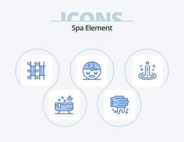 diseño de iconos del paquete de 5 iconos azules del elemento spa. spa. efecto. masaje. elemento. spa vector